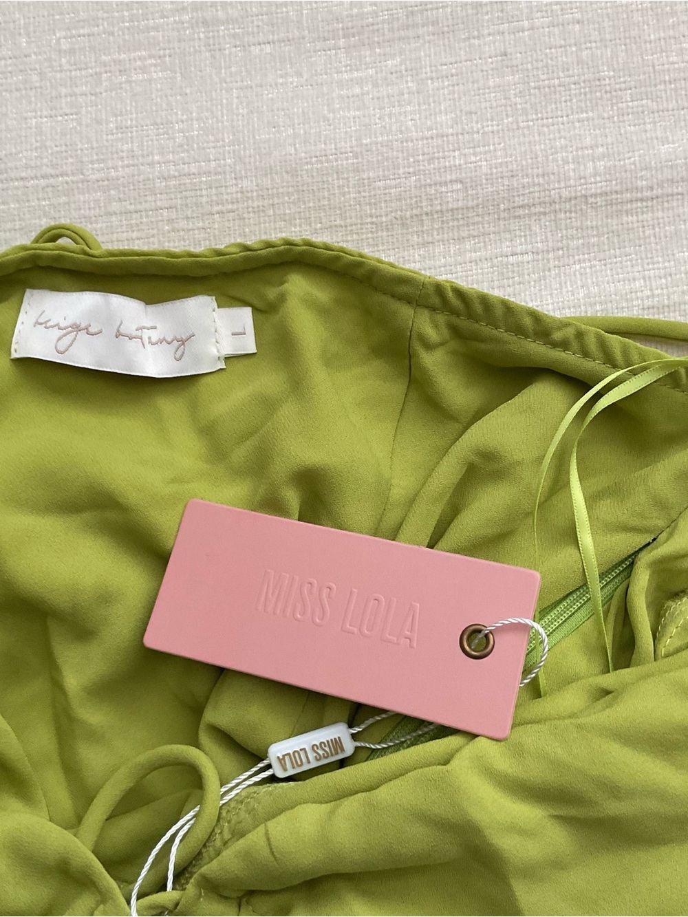 Miss Lola Lime Green Off-Shoulder Mini Dress - Picture 4 of 8